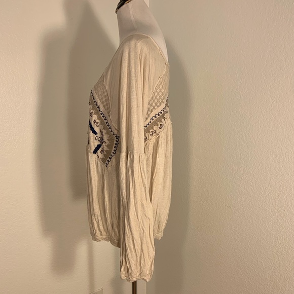 VGUC Free People Bohemian Cream Long Sleeve Top - Size Large - Picture 3 of 8